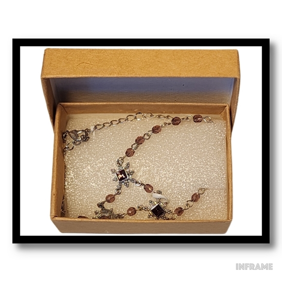 Silver Pearl-Drop Rhinestone Necklace - Picture 12 of 14